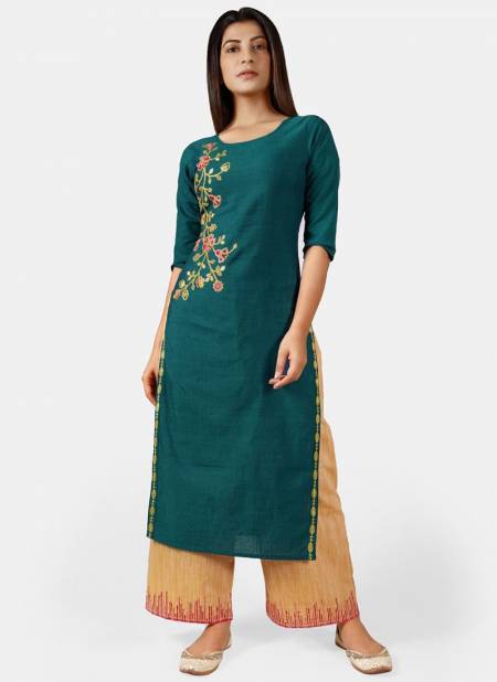 Teal Green Colour MESMORA Heavy Fancy Ethnic Wear Khadi Designer Kurti With Bottom Collection MF-4000
